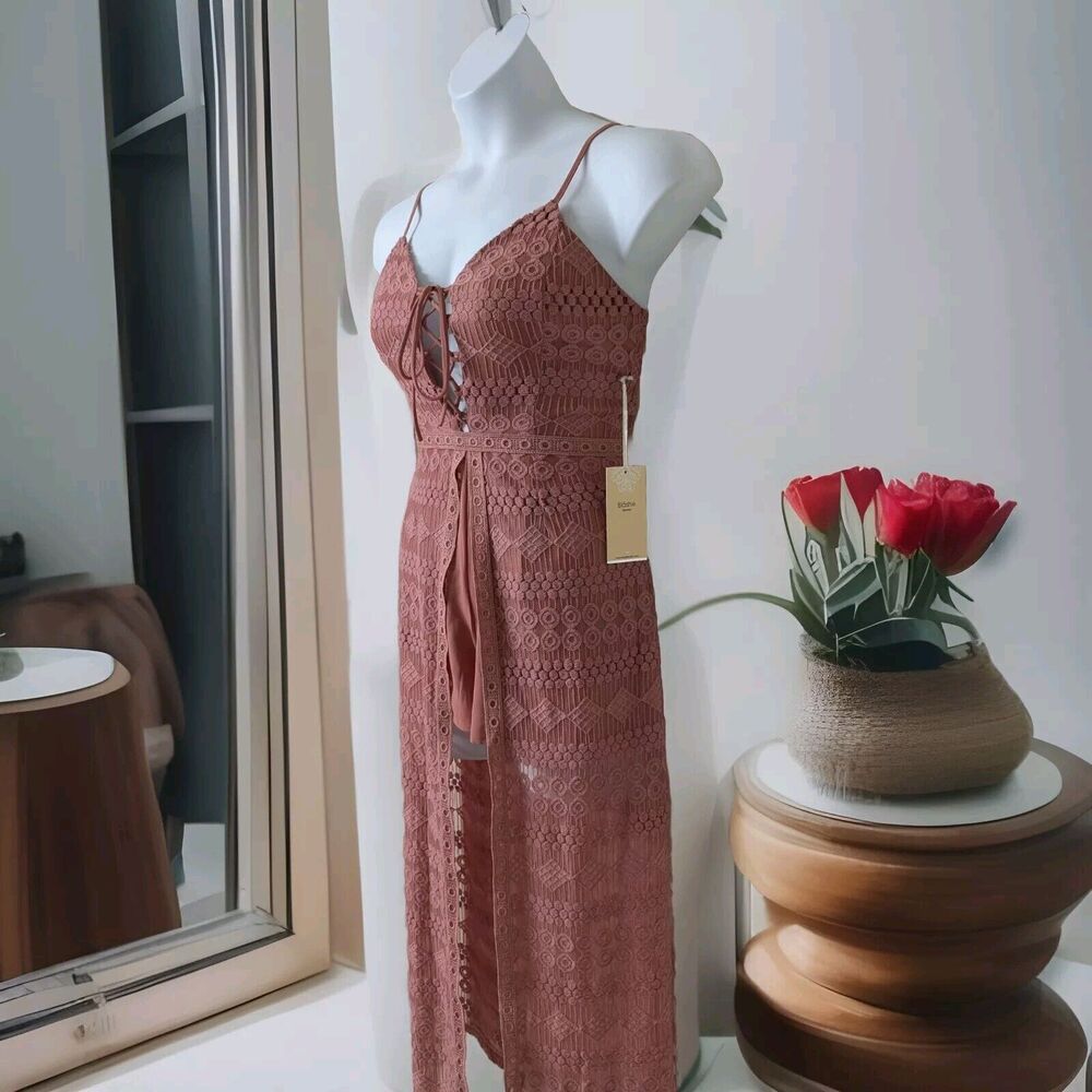 Blashe Dark Pink/Cranberry Lace Dress Romper Women's Size Small